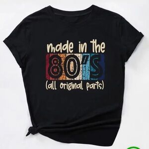 Made in the 80’s Print Casual T-Shirt, Round Neck Short Sleeves Mid-tee